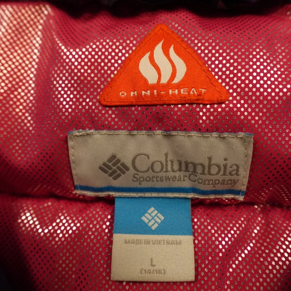 Columbia Pike Lake Insulated Jacket Girls Large Navy Blue‎ Omni-Heat Hooded